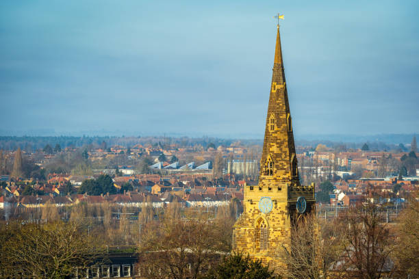 Northampton town cityscape over blue sky in england uk.
