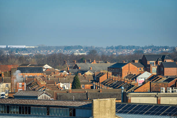 istock Northampton town cityscape over blue sky in england uk 1466743545