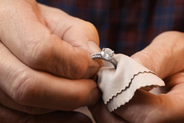 istock Professional jeweler working with ring, closeup view 1466744816