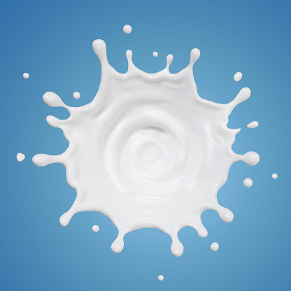 milk splashes isolated, with clipping path 3D illustration.
