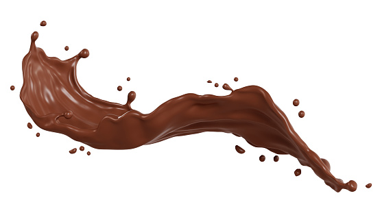 Chocolate isolated splashes wave, with clipping path 3D illustration.