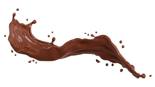 шоколад изолированные брызги волны, с обрезанным контуром 3d иллюстрации. - dairy farm liquid food and drink splashing стоковые фото и изображения