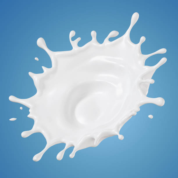 istock milk splashes isolated, with clipping path 3D illustration. 1466749390
