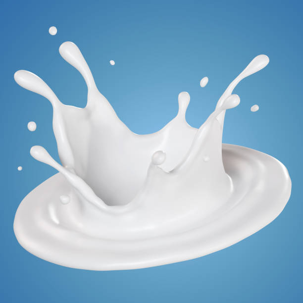 istock milk pouring down and making splashes, with clipping path 3D illustration. 1466749420