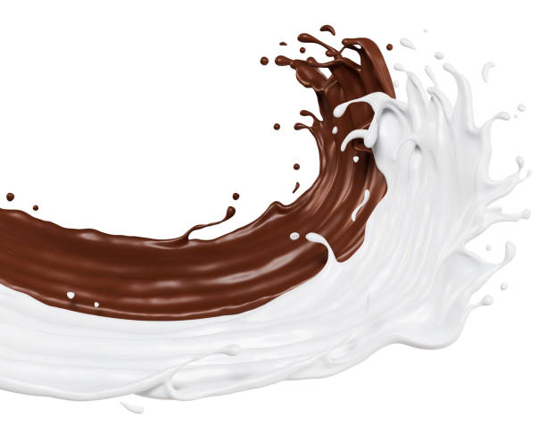 istock milk and chocolate isolated splashes wave, with clipping path 3D illustration. 1466749460