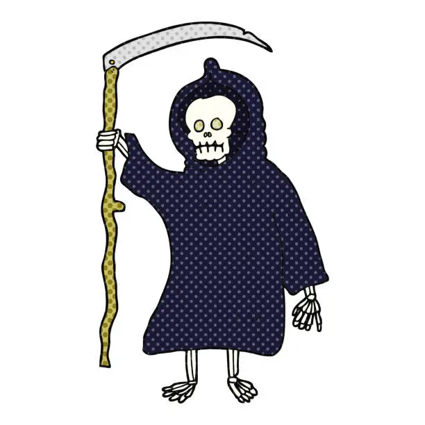 Vector illustration of freehand drawn cartoon spooky death figure