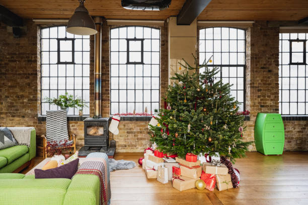 istock Open plan loft apartment at Christmas time 1466755477