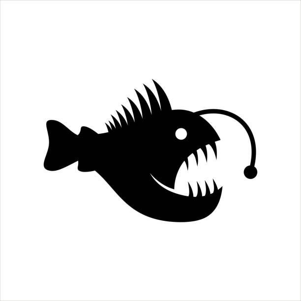 illustrazioni stock, clip art, cartoni animati e icone di tendenza di leggi icona di pesce - anglerfish