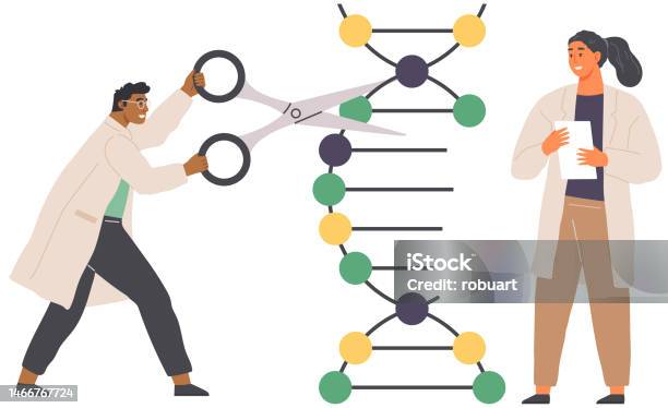 Man Conducting Experiment With Gene Structure Scientist Modifying Dna ...