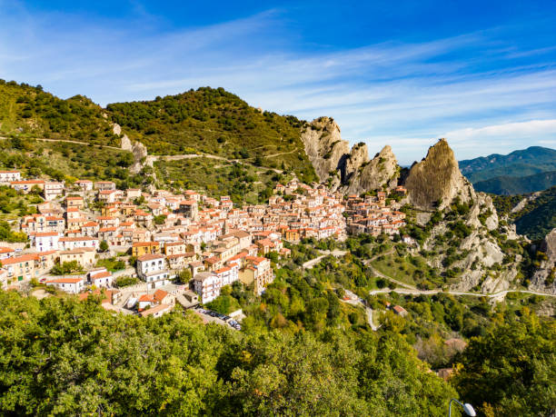 istock Aerial view of small town on hill 1466771405