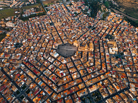 Aerial view of Grammichele,a small town near Catania,Sicily,Italy