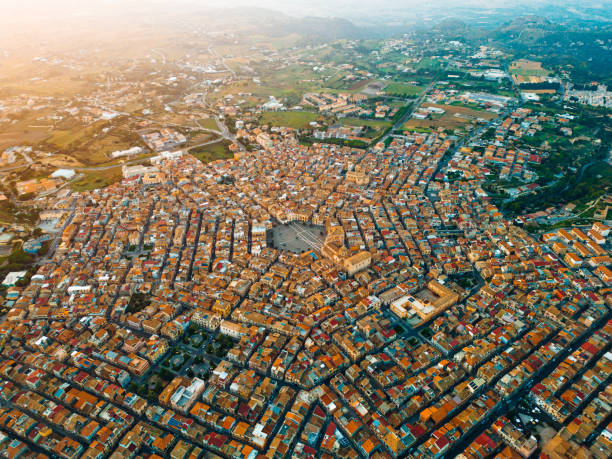 istock Aerial view of a small town Grammichele 1466771449