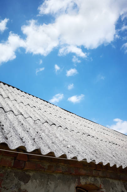 Picture of a roof made of carcinogenic asbestos tiles stock photo