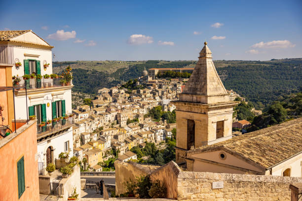 istock Historic buildings with landscape in background on sunny day 1466771902