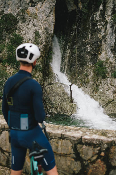 Water flows down a narrow gorge