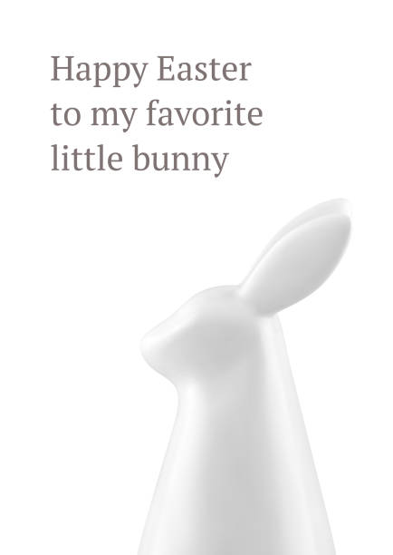 istock Happy Easter 3d greeting card white bunny bauble long ears holiday design template realistic vector 1466777454
