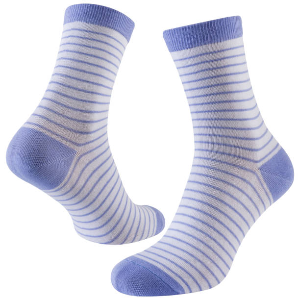 istock A pair of white voluminous socks with blue stripes, on a white background 1466778346