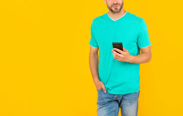 istock blogging as modern communication technology. blogger use smartphone. guy working online. 1466780129