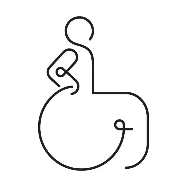 Vector illustration of Linear toilet icon. Handicap WC sign. Disability sign for toilet.