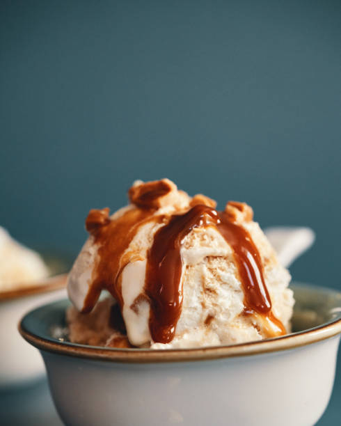 istock Caramel Ice Cream with Topping 1466789740