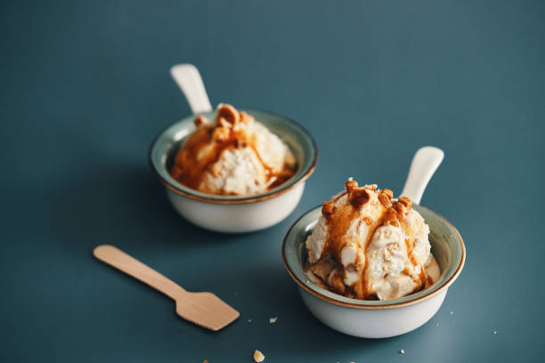 istock Caramel Ice Cream with Topping 1466789774