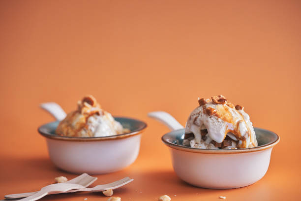 istock Caramel Ice Cream with Topping 1466789777