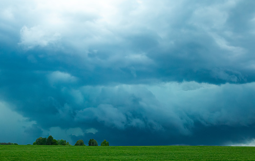 Severe thunderstorm clouds, landscape with storm clouds, severe weather