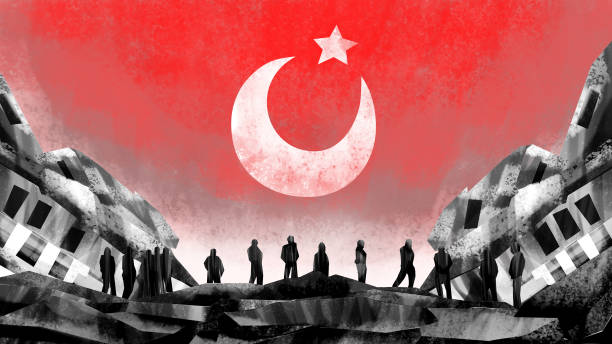 터키 지진, 건물 파괴 그림 - turkey earthquake stock illustrations