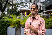 Portrait of a visually impaired man in the street