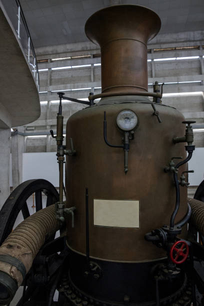 Close up of old copper boiler on wall