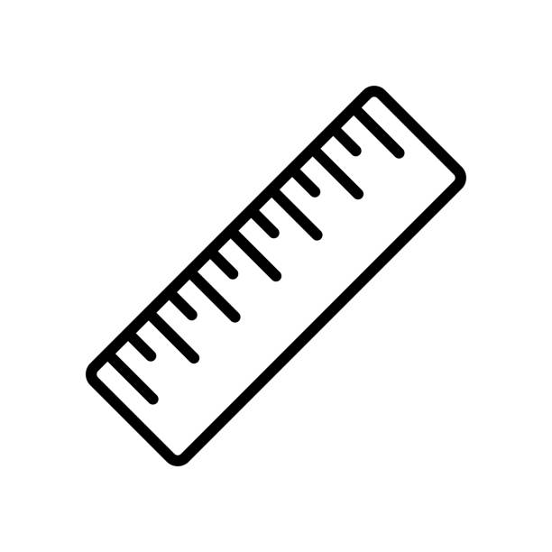 Measuring ruler icon. Black contour linear silhouette. Top front view. Editable strokes. Vector simple flat graphic illustration. Isolated object on a white background. Isolate. Measuring ruler icon. Black contour linear silhouette. Top front view. Editable strokes. Vector simple flat graphic illustration. Isolated object on a white background. Isolate. ruler stock illustrations