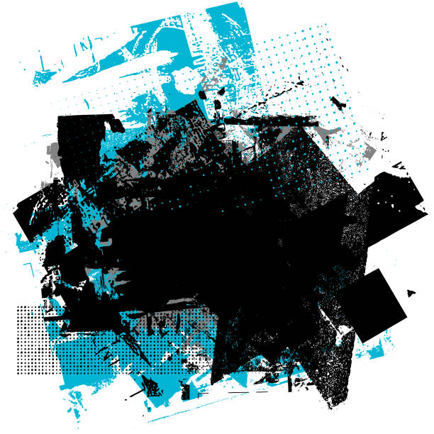 moderní modrá, černá a šedá grunge textury a vzory vektor - život ve městě stock ilustrace