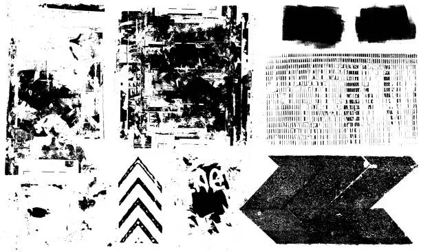 Vector illustration of Black Grunge textures and design elements