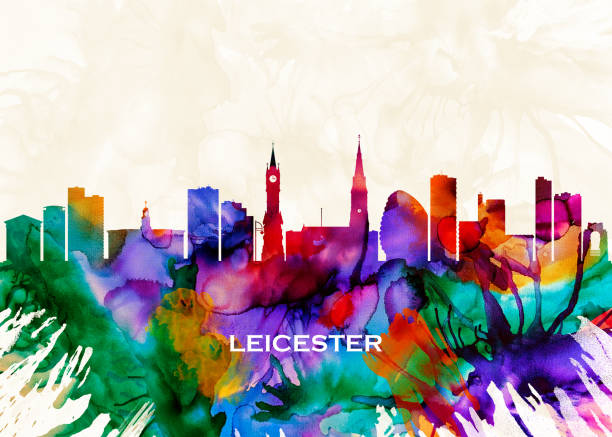 panorama leicester - leicester stock illustrations