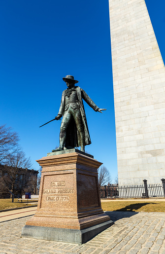 Soldiers and Sailors Monument in Boston Common public park in Boston, MA, United States. In the evening. People on the background