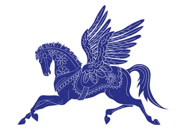 Vector illustration of Pegasus Horse On A Transparent Background
