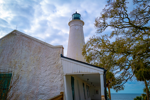 St Marks Lighthouse in the St. Marks National Wildlife Refuge, south of Tallahassee, Florida