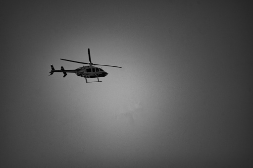 helicopter flies over the south side of Georgetown, Texas on 2-5-2023