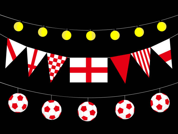 ilustraciones, imágenes clip art, dibujos animados e iconos de stock de celebración del fútbol inglés - fan england british culture english culture