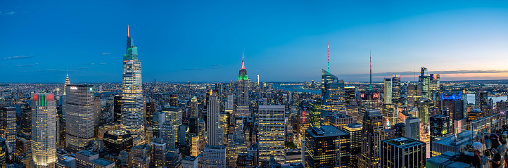 skyline of New York City at dusk