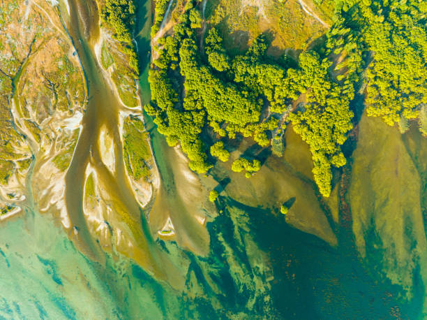 istock Drone view of wonderful turquoise colored glacial river. 1466831017