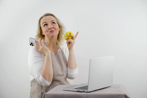 Insight woman was delighted raised finger up 