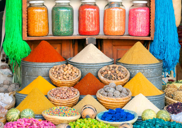 istock Colorful spices and dyes found at souk market in Marrakesh, Morocco 1466845285