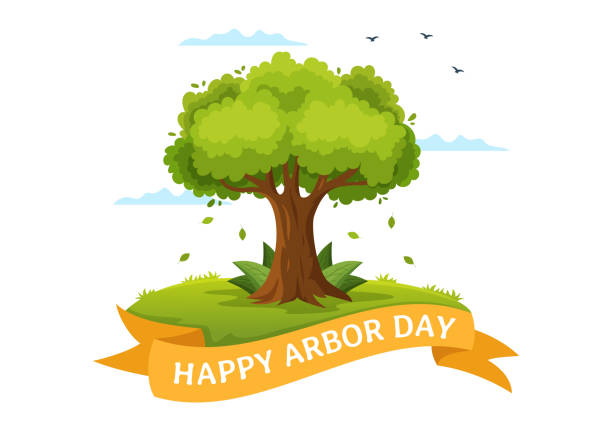 Happy Arbor Day on April 28 Illustration with Green Tree, Garden Tools and Nature Environment in Flat Cartoon Hand Drawn for Landing Page Templates Happy Arbor Day on April 28 Illustration with Green Tree, Garden Tools and Nature Environment in Flat Cartoon Hand Drawn for Landing Page Templates Arbor Day stock illustrations