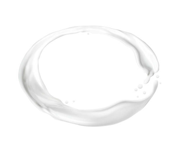 istock Splash of milk or cream arranged in a circle isolated on white background 1466850732
