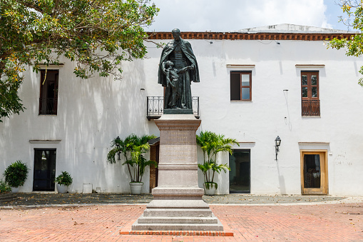 Plaza de Fray Statue Don Francisco X Billini SANTO DOMINGO, DOMINICAN REPUBLIC Colonial Zone of Santo Domingo