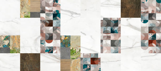 Background of a abstract mosaic patchwork made of different textures and colors