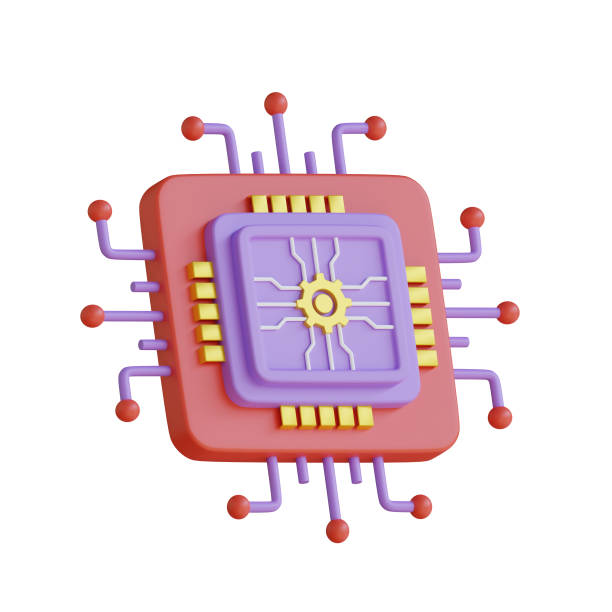 3D illustration, A chip that handles the operation of an AI system.