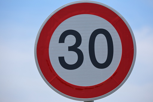 30 kilometer speed limit sign in children's zone