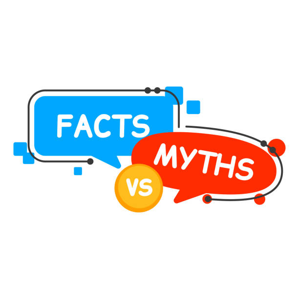 ilustrações, clipart, desenhos animados e ícones de ícone de mitos vs fatos. verdade e falsa bolha de fala - buzz word